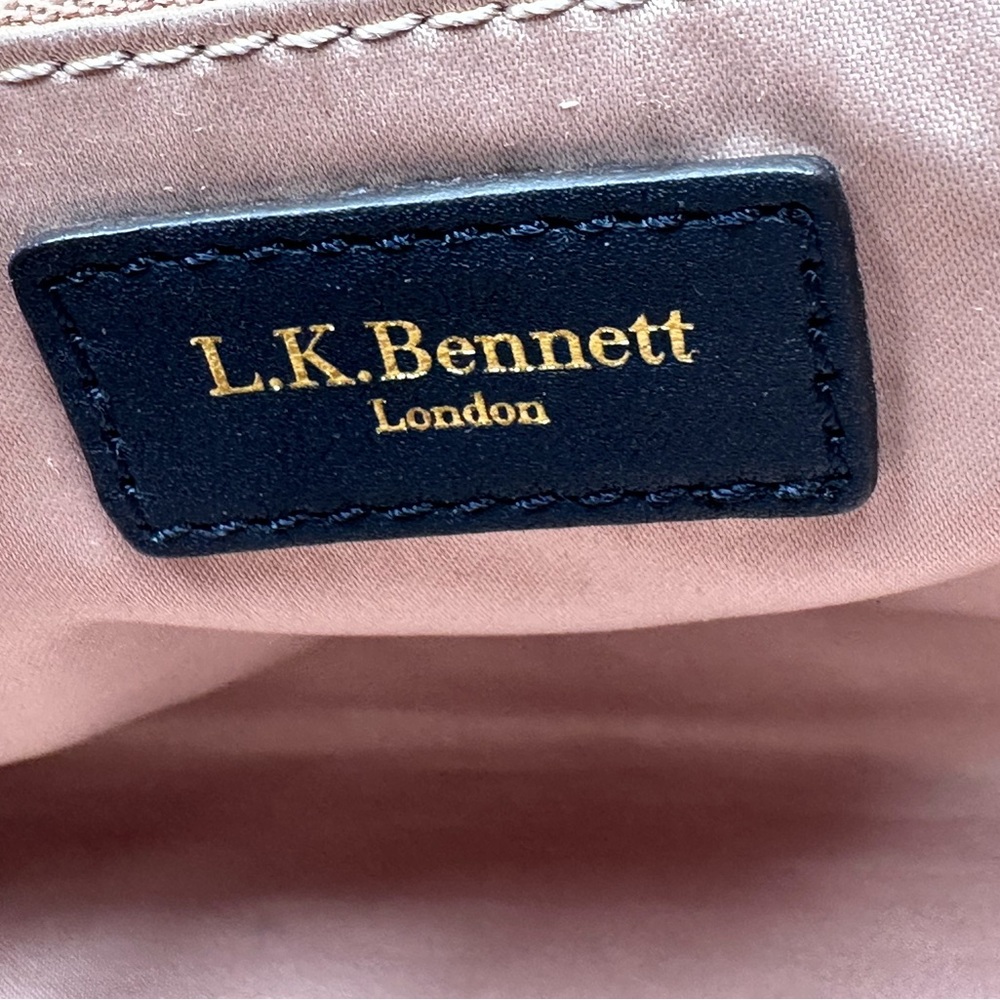 L.K. Bennett “Emma” Navy Pebbled Leather Satchel Bag | Classic British Style - Picture 6 of 11
